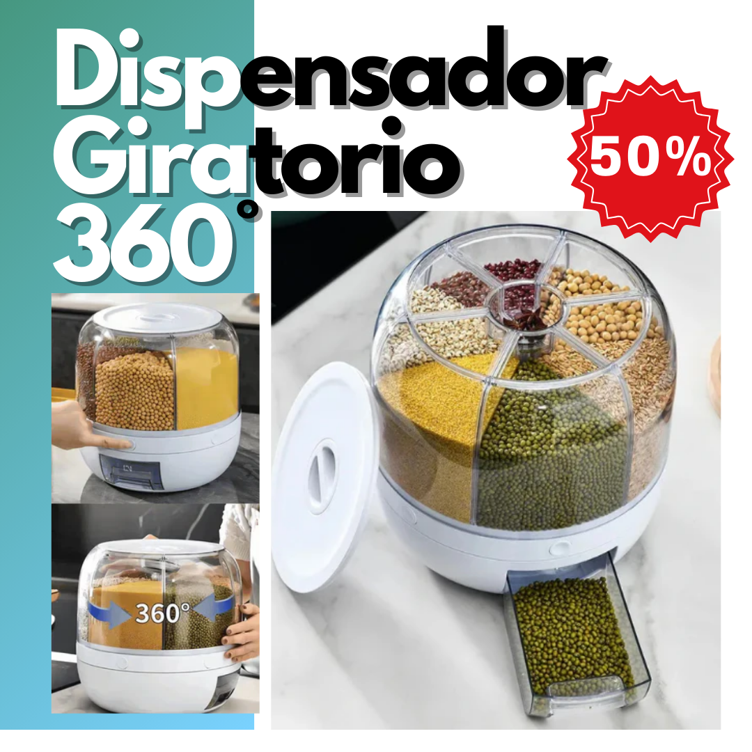 🌾 Dispensador Giratorio 360° Premium | 6 Compartimentos con Bandeja Antigoteo | Organiza tu Cocina al Instante