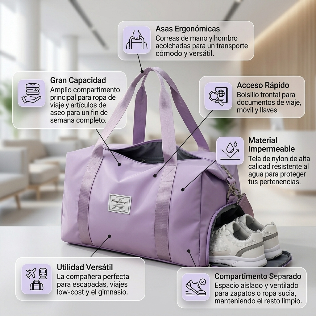 🔥Bolso Deportivo De Mano Para Viaje Y Gym🤯Comodidad y espacio 👜😉