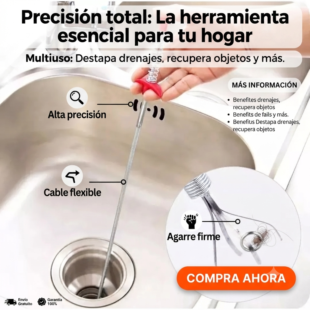 OFERTA ESPECIAL 2X1: Destapa CaÑerias Llave Con Agarre🪛💧