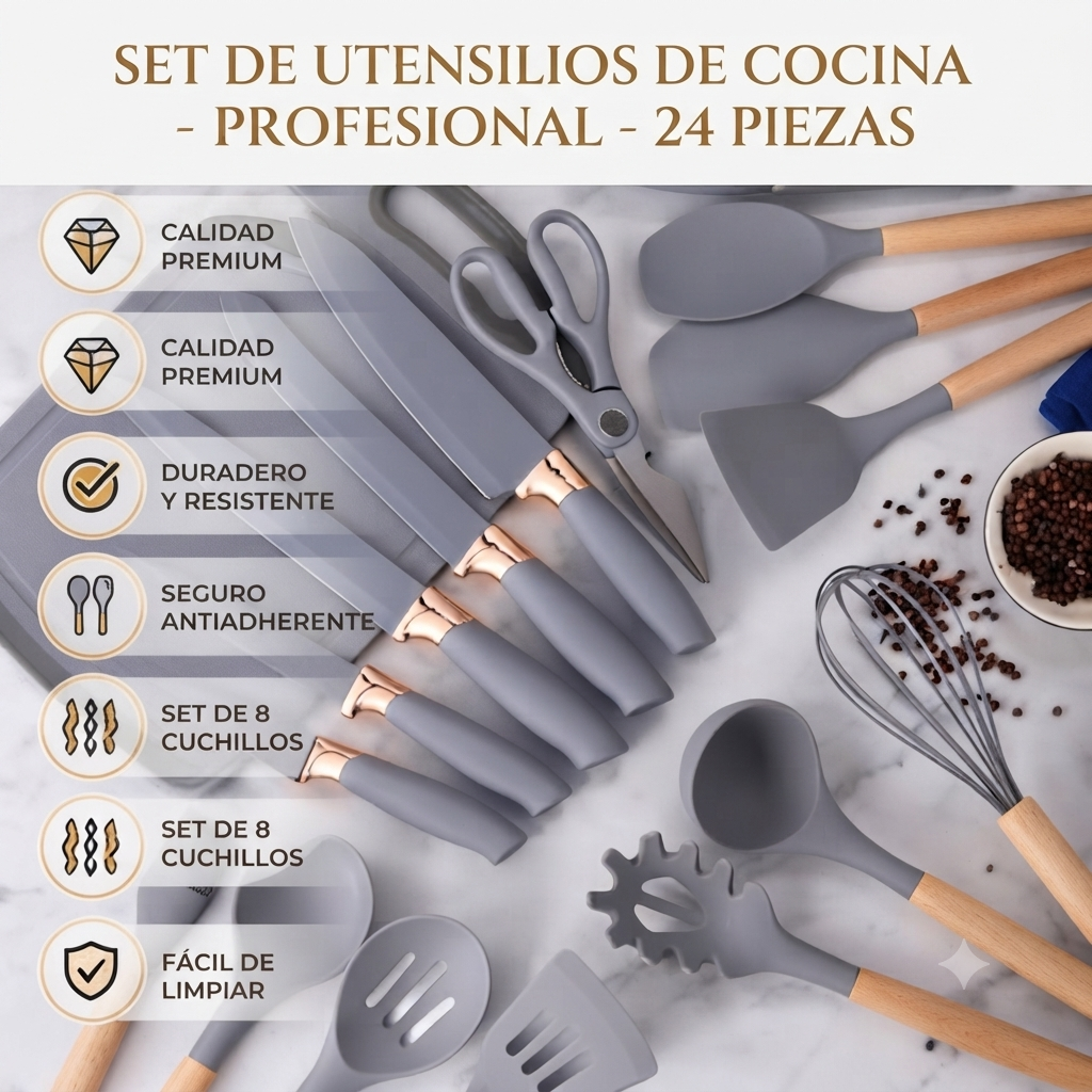 Kit Utensilios Cocina Silicona 19 Piezas