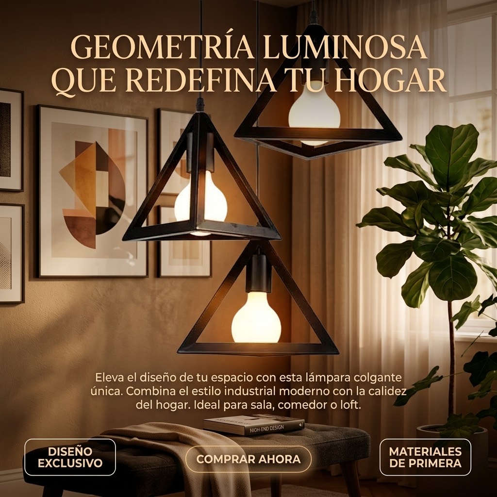 Lampara Colgante Forma Triangulo 3 Luces