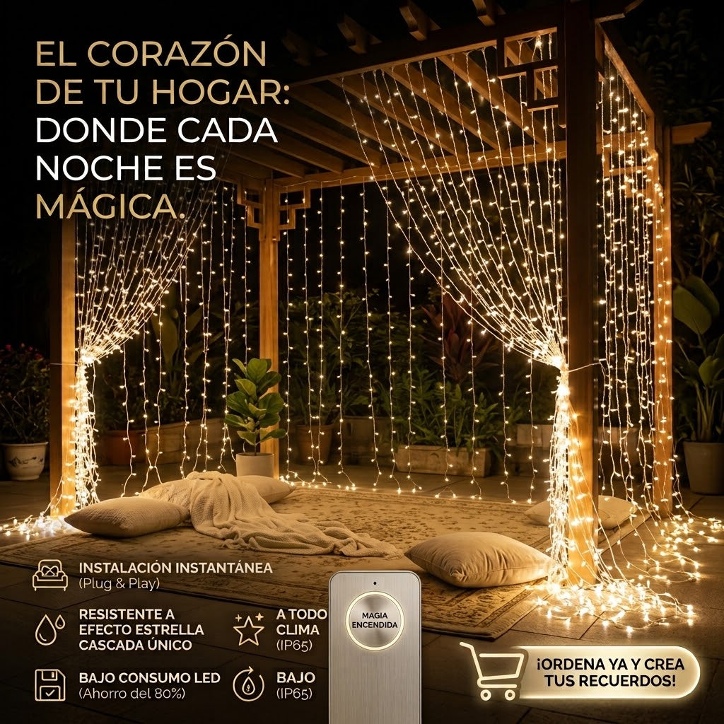 ✨Luces De Cortina Luz Amarillo 🎄De 3x2M 🤯Crea tu oasis Mágico🌟