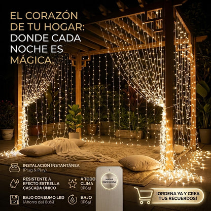 ✨Luces De Cortina Luz Amarillo 🎄De 3x2M 🤯Crea tu oasis Mágico🌟