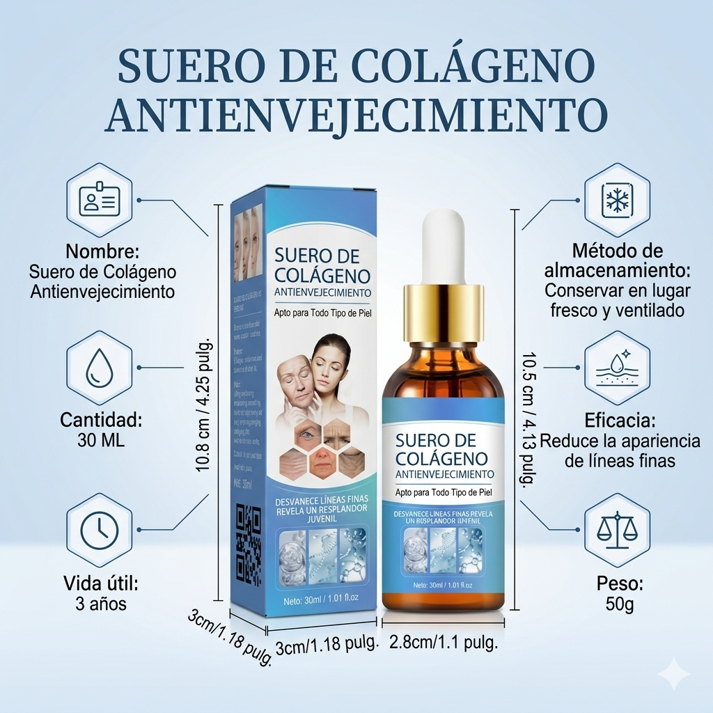 Serum Facial Botox: Fórmula Triple Acción 💧 Ácido Hialurónico 🧬 Colágeno Activo y 🍊 Vitamina C