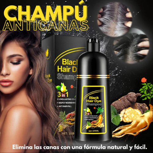 shampoo Black Hair Dye - 100% Cobertura Natural👉🤯