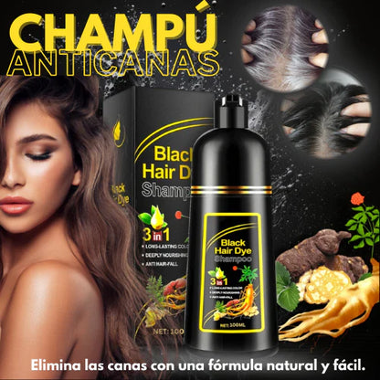 shampoo Black Hair Dye - 100% Cobertura Natural👉🤯