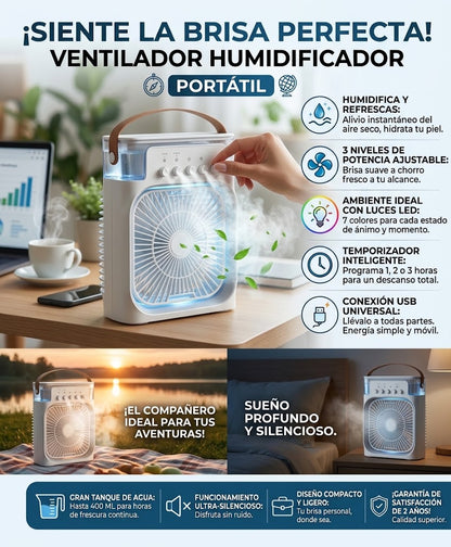 Ventilador Y Humificador Portatil Usb