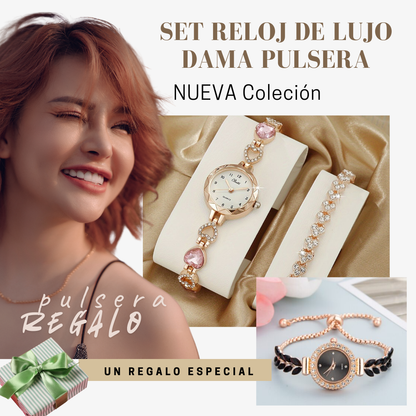 Reloj de Cuarzo ajustable 💗con Pulsera de Regalo🎁