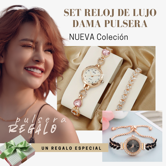 Reloj de Cuarzo ajustable 💗con Pulsera de Regalo🎁