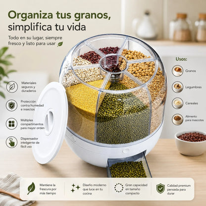 🌾 Dispensador Giratorio 360° Premium | 6 Compartimentos con Bandeja Antigoteo | Organiza tu Cocina al Instante