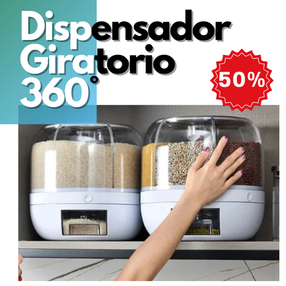 Dispensador de granos premium giratorio de 360° con 6 rejillas: con bandeja