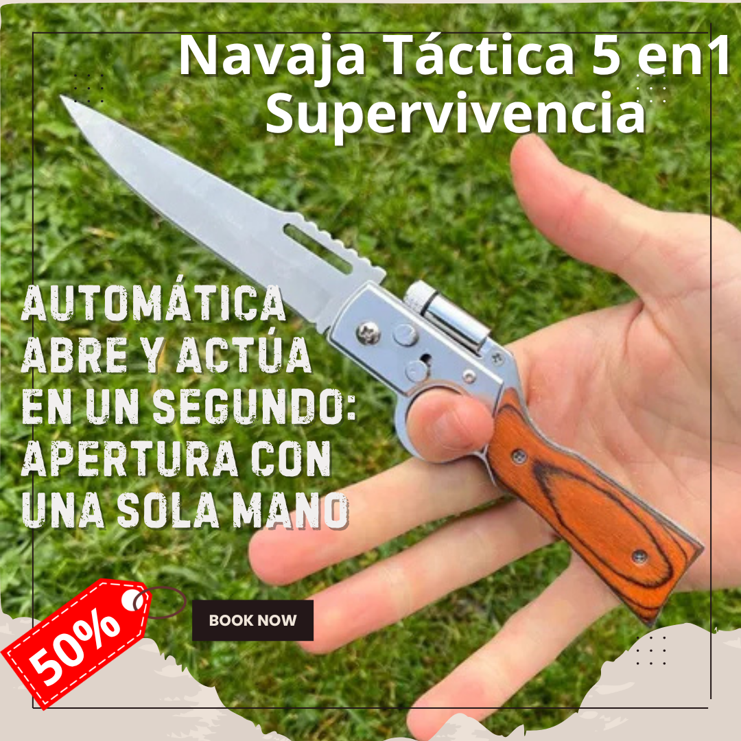 Navaja Automatica Tactica Diseño Rifle Con Linterna Y Funda:🔥 la Mejor herramienta🎁