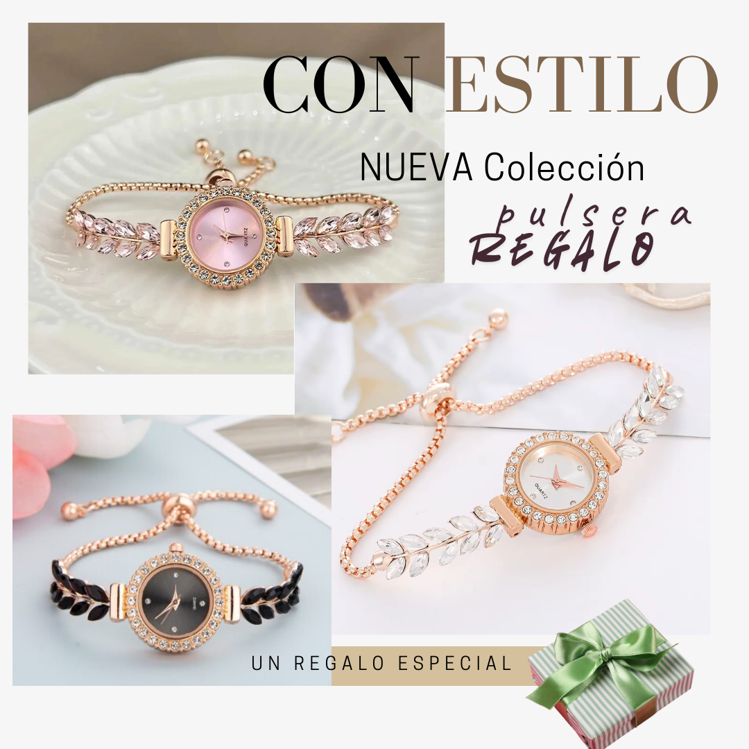 Reloj de Cuarzo ajustable 💗con Pulsera de Regalo🎁