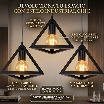 Lampara Colgante Forma Triangulo 3 Luces