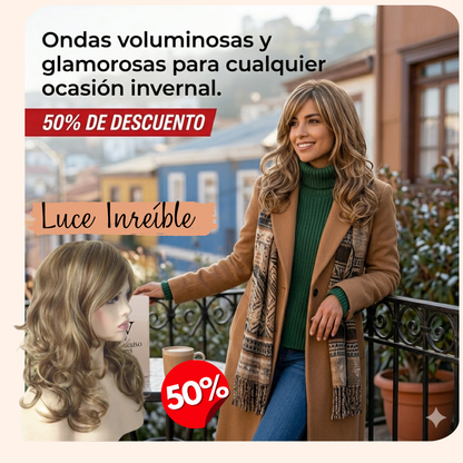 Peluca Rubio larga con rizos definidos😉🔥: Eleva tu look invernal en un instante✨