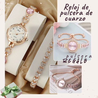 Reloj de Cuarzo ajustable 💗con Pulsera de Regalo🎁
