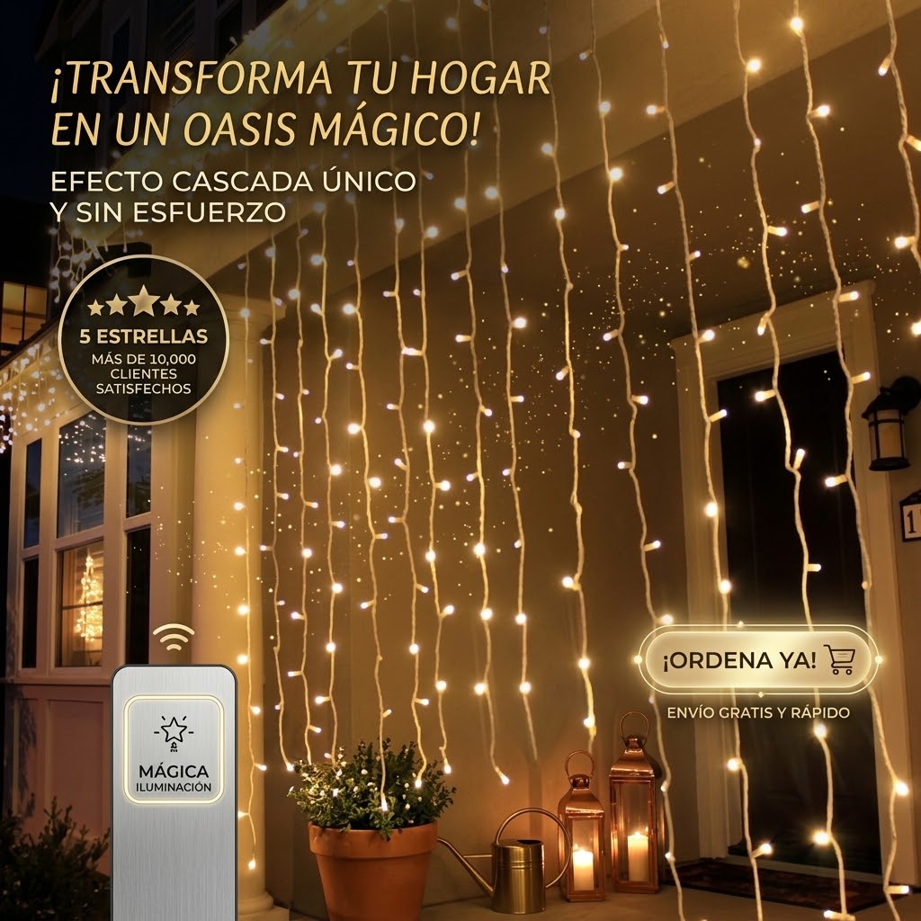 ✨Luces De Cortina Luz Amarillo 🎄De 3x2M 🤯Crea tu oasis Mágico🌟
