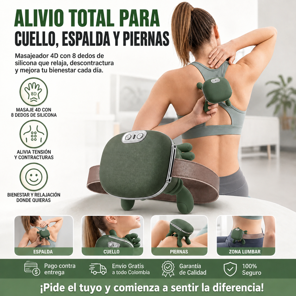 Brelley Masajeador eléctrico🔥 con terapia Termina y diseño de mano simulada... Alivio total 🤯