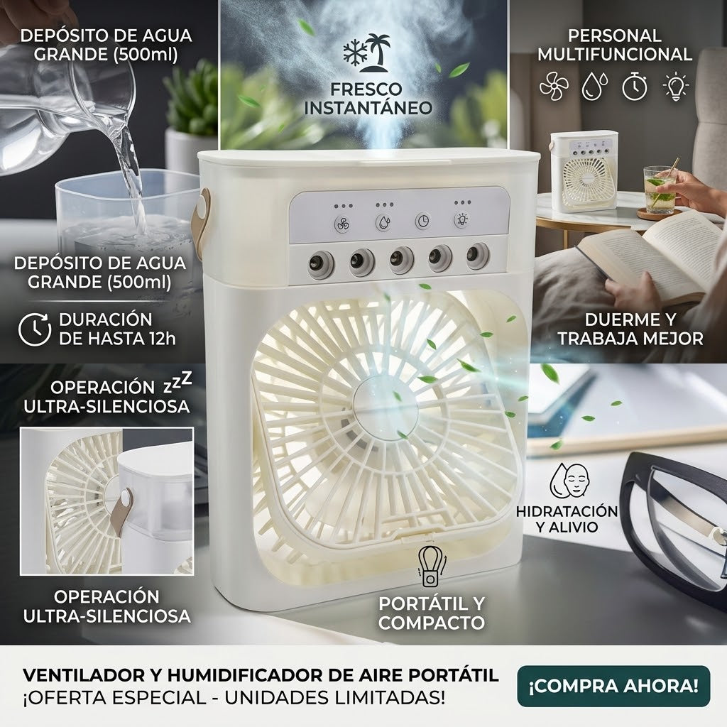 Ventilador Y Humificador Portatil Usb