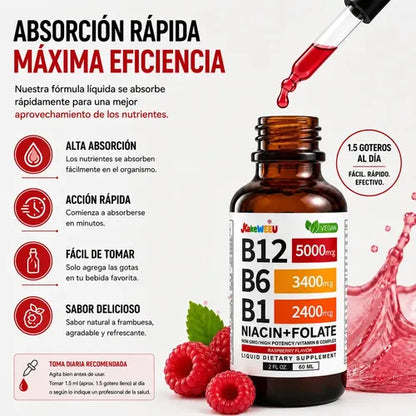 Complejo Vitamínico B12, B6, B1 + B3 y 🔥Folato: Energía Pura en una Sola Dosis🛡️