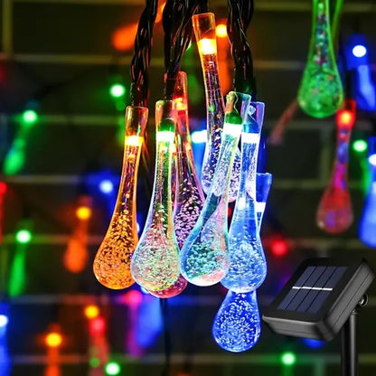 Magia🌟 Solar para tu Jardín: Guirnalda de Cristales 💦Multicolor Solar Gotas😉