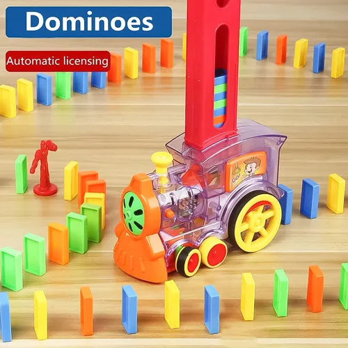 Tren Dominó Automático con Música y Luces🚂 – Diversión + Aprendizaje🎵🎵