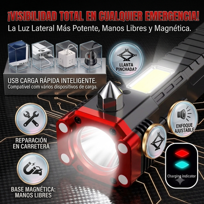 Linterna Tactica 4 en 1 Martillo De Seguridad