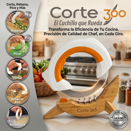 Samurai360 🔪Cuchillo Circular Giratorio🔥La forma rápida y segura de cocinar👩🏻‍🍳