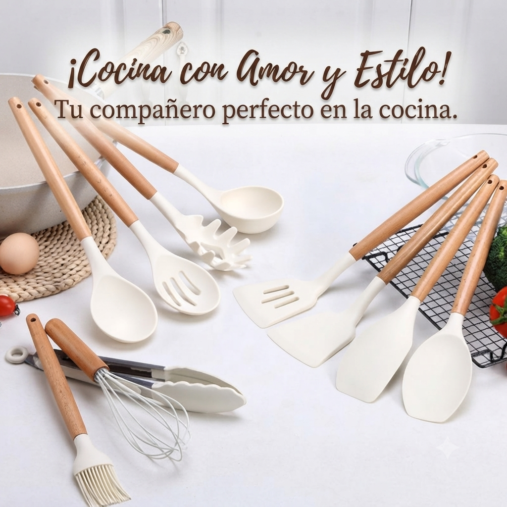 Kit Utensilios Cocina Silicona 19 Piezas