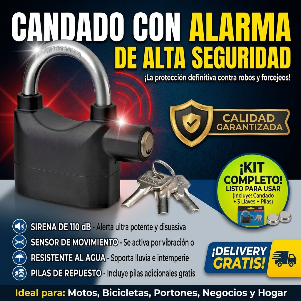 Candado Anti Robo Con Alarma instalado en disco de freno de moto