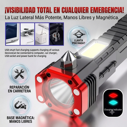 Linterna Tactica 4 en 1 Martillo De Seguridad