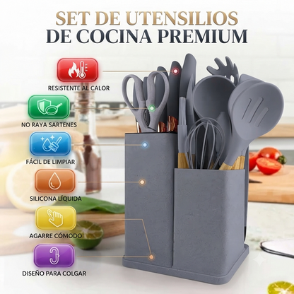 Kit Utensilios Cocina Silicona 19 Piezas