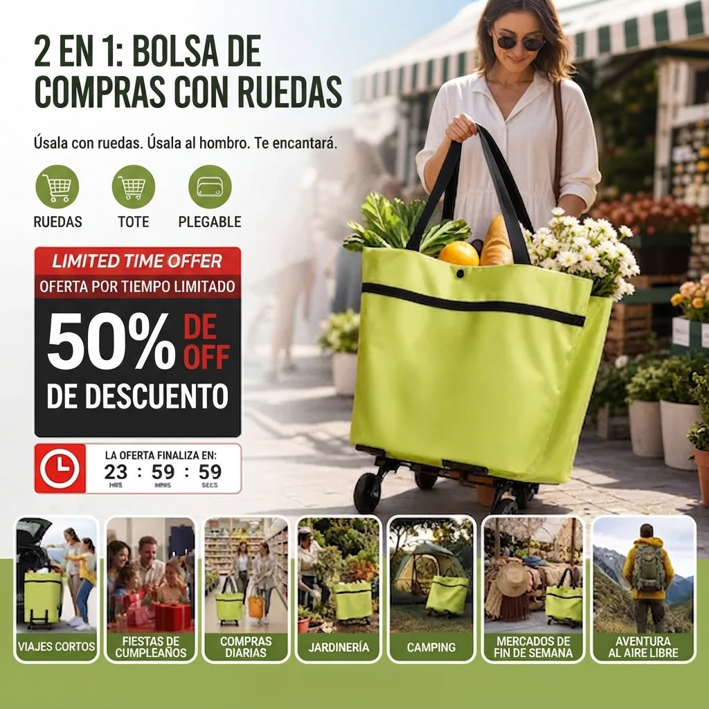 Bolsa Plegable Tipo Carrito Compras