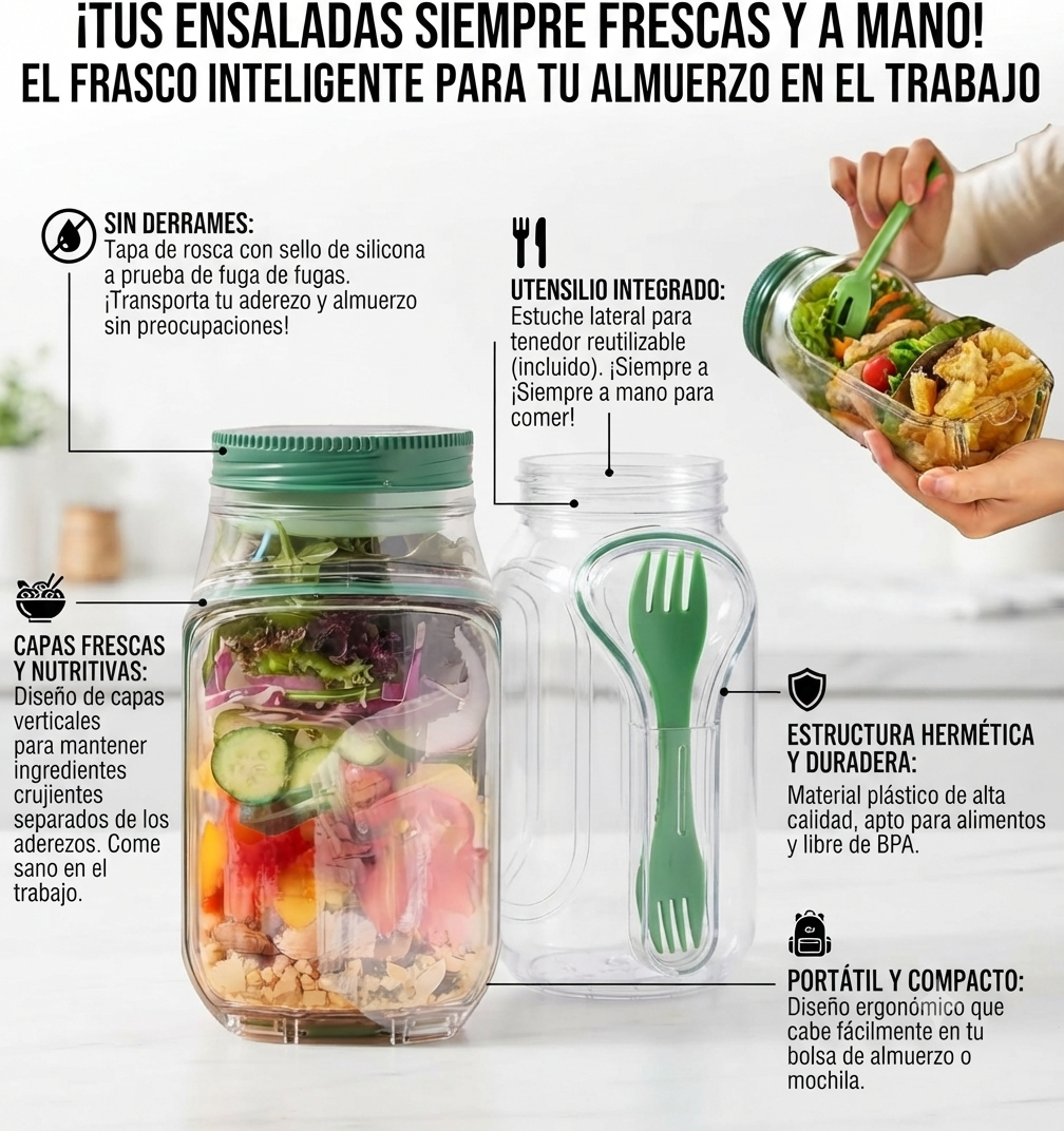 SaladPod🥬 Frasco Inteligente Hermetico Para Ensaladas y más...👉🏻😉