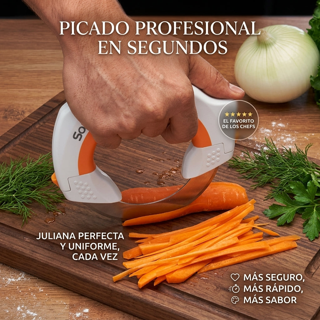 Samurai360 🔪Cuchillo Circular Giratorio🔥La forma rápida y segura de cocinar👩🏻‍🍳