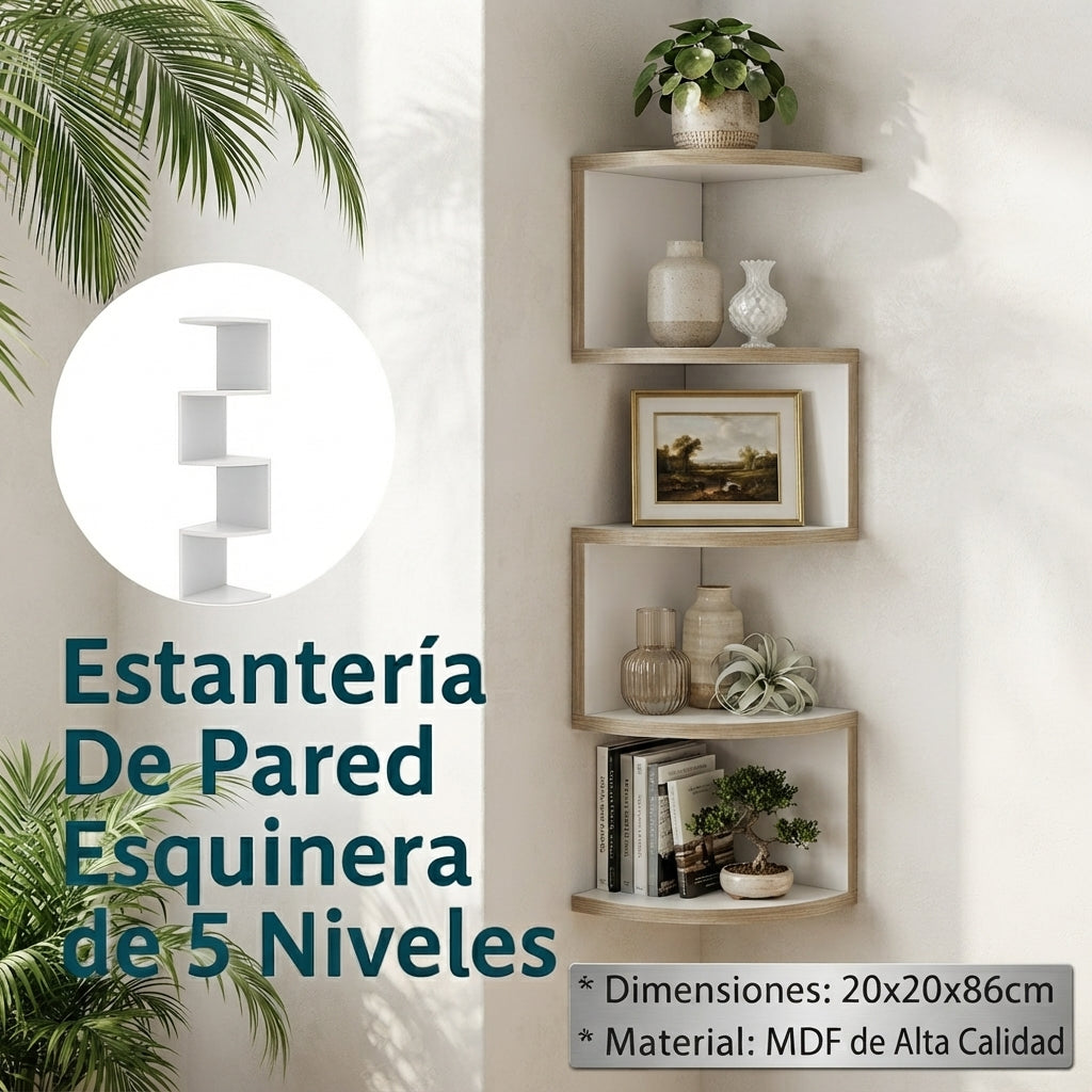 Estante aprovechando la esquina de una habitación