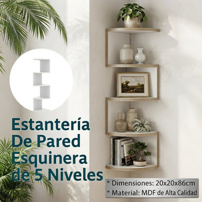 ECOGAR: Estante Esquinero Flotante 5 Niveles👉🏻🏠Organiza tus espacios