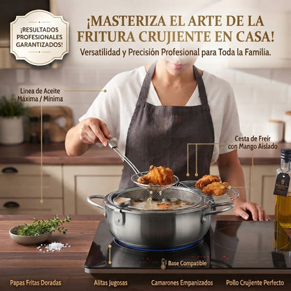 ⚡Olla freidora en acero inoxidable Japones Chefpro 🧑‍🍳