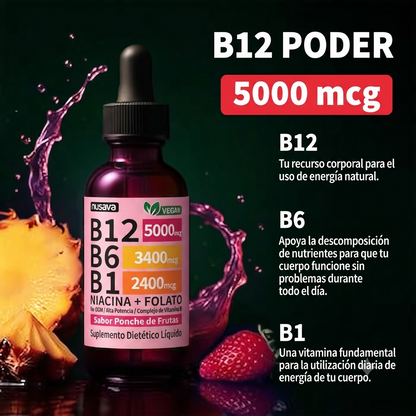 Complejo Vitamínico B12, B6, B1 + B3 y 🔥Folato: Energía Pura en una Sola Dosis🛡️