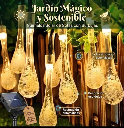 Magia🌟 Solar para tu Jardín: Guirnalda de Cristales 💦Multicolor Solar Gotas😉