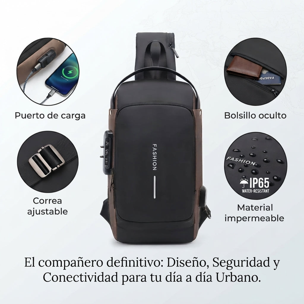 Puerto USB integrado en el bolso antirrobo