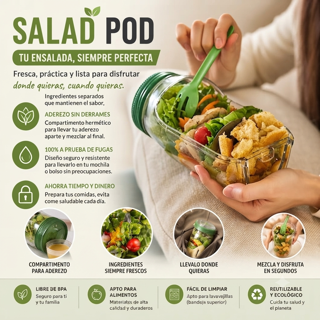 SaladPod🥬 Frasco Inteligente Hermetico Para Ensaladas y más...👉🏻😉