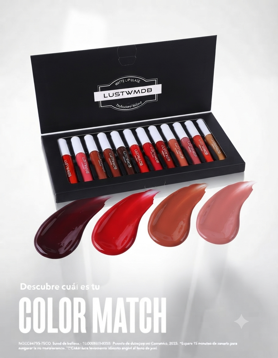 OFERTA ESPECIAL: Set 12 Pcs Labiales Mate Suave Hidratan😚🌹