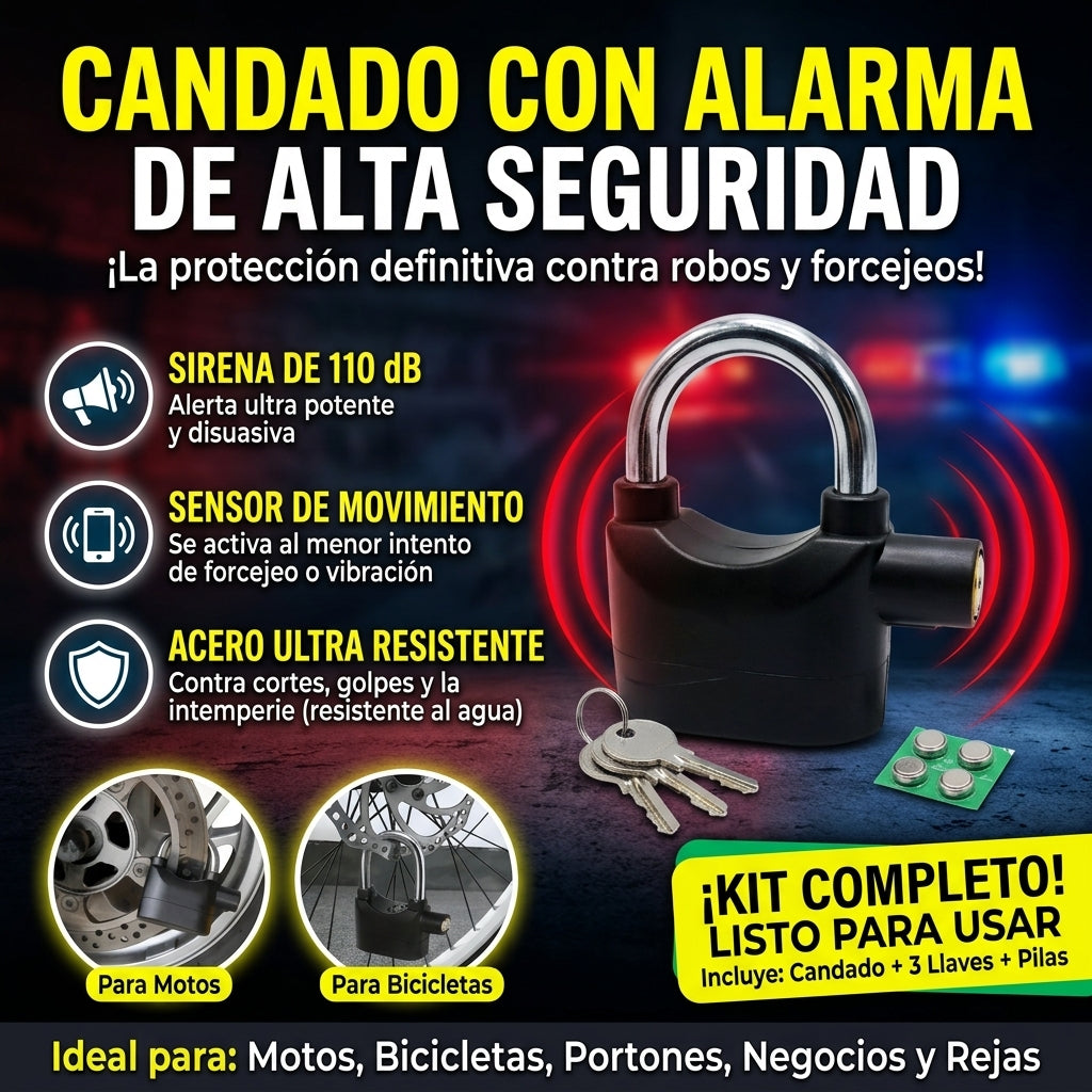 Candado antirrobo con alarma - vista lateral