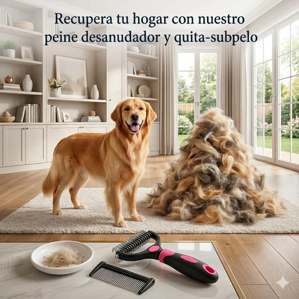 Peine Desmatizador Rastrillo De Aseo 2 En 1 Para Mascotas🐶🦮🐈