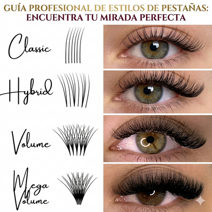 Kit JDM Extensiones De Pestanas 3D Diseño Ojo de Gato Perfecto en 10 Minutos