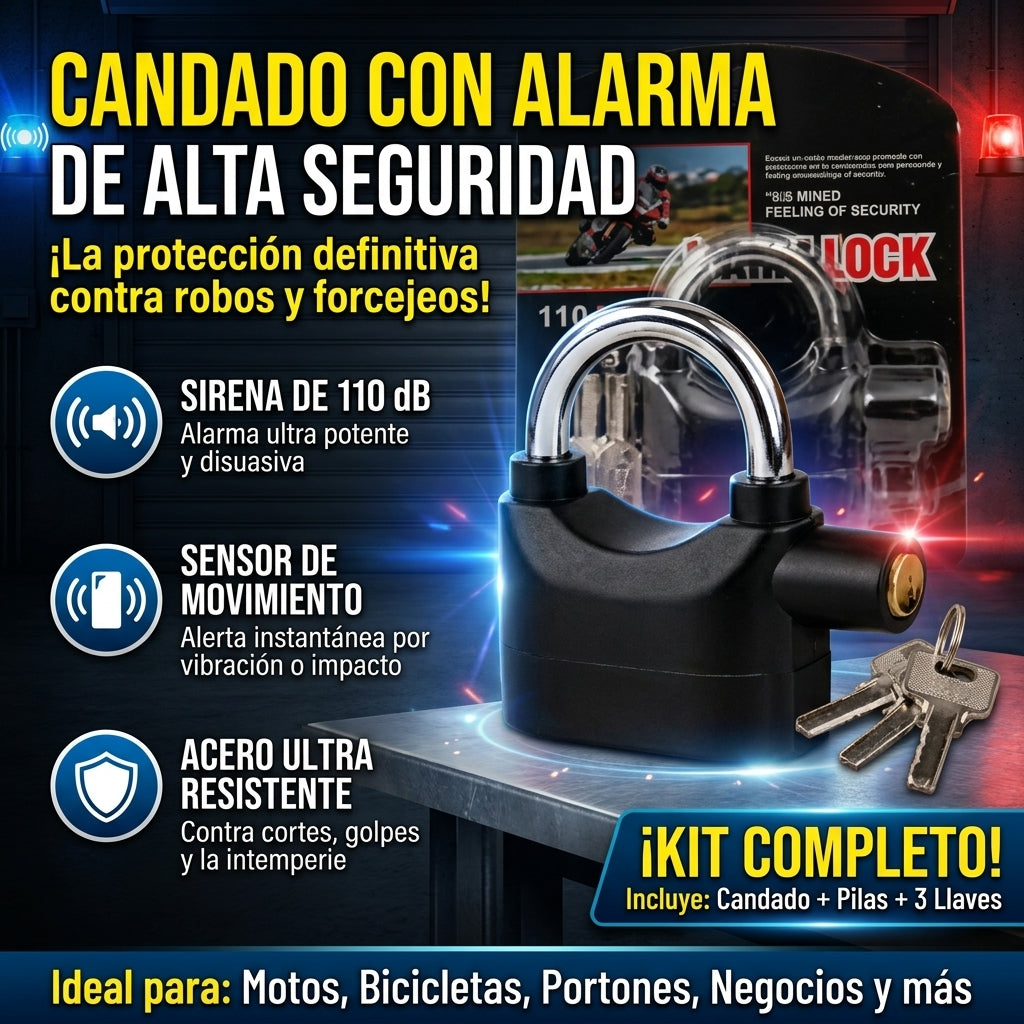 Candado antirrobo con alarma - listo para usar