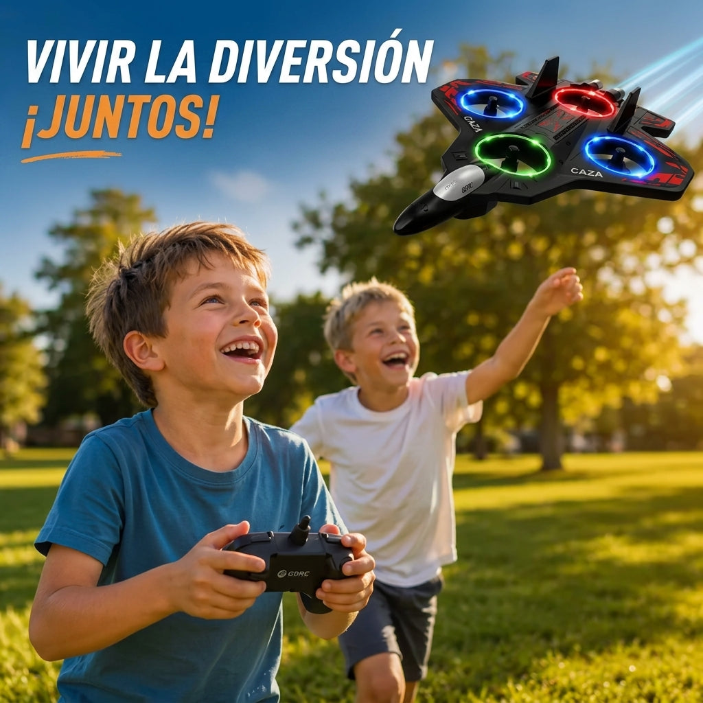 Control remoto del dron Air Fighter en pleno vuelo