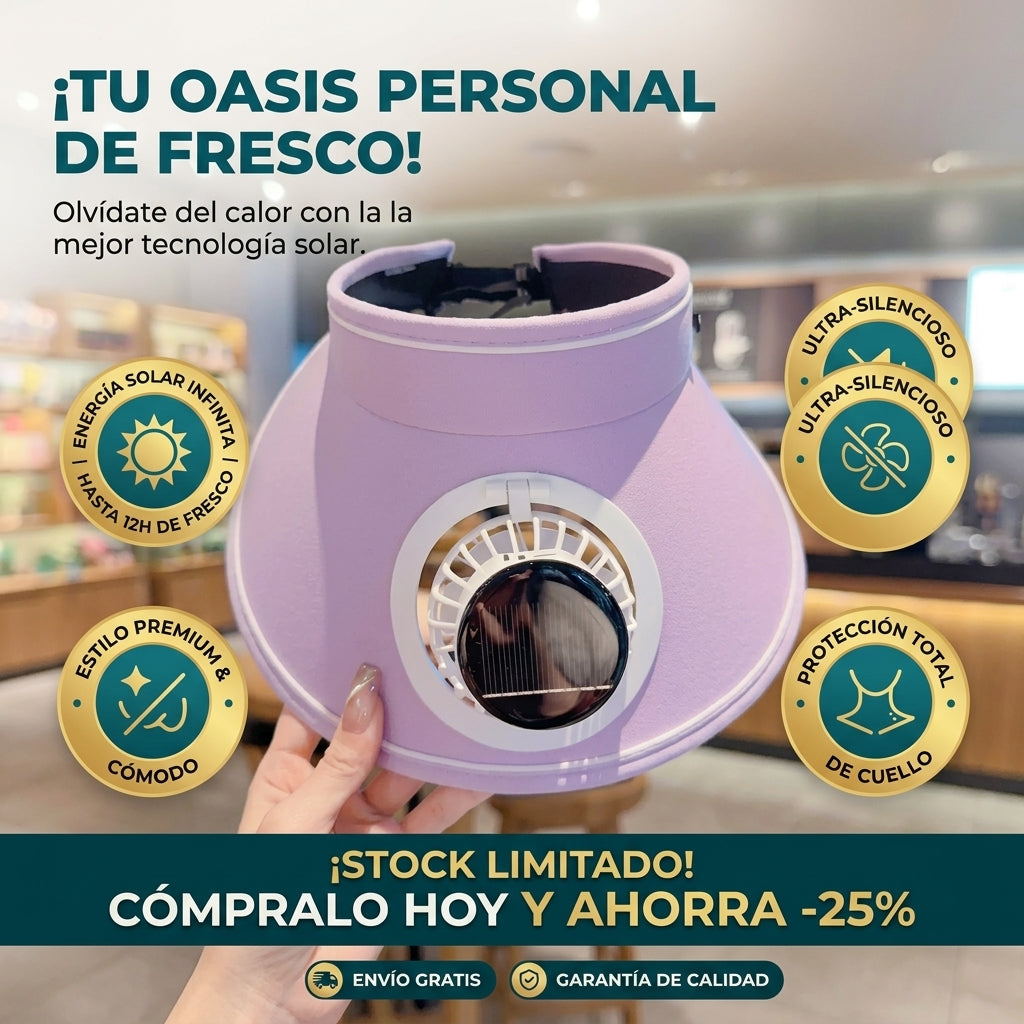 🫟💨Vicera Verano con Tapa De Ventilador Solar🤯🌞liviana y silenciosa