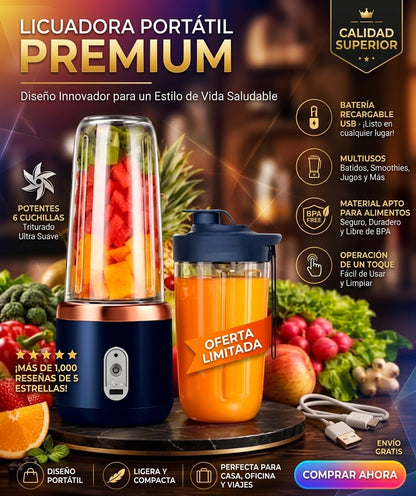 🍋‍🟩🍑🥤Mini Batidora 2 Vasos De 400ml🫟